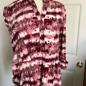 Burgundy & white ladies top Medium
